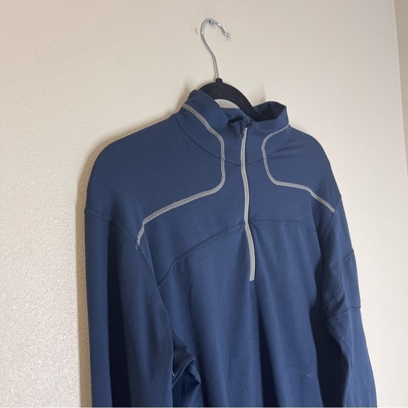 Mountain Hardwear 1/4 Zip Performance Pullover Long Sleeves Size L Men’s Blue - Picture 2 of 11